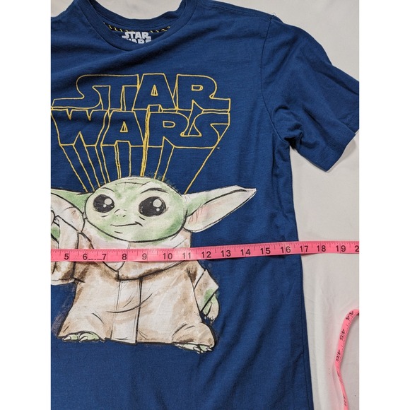Star Wars Mandalorian Baby Yoda T shirt Kids Youth 14/16 XL Blue The Child Grogu - Picture 7 of 11